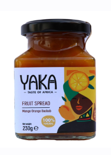 'Confiture' Mangue, Orange & Baobab (85% fruits, 15% sucre) - Fruit spread Yaka Foods - Ghana